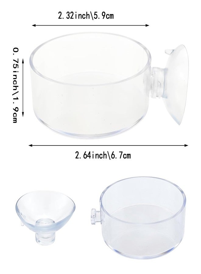 Capiant 2 Pack 60mm Aquarium Shrimp Feeder Dish with Suction Round Clear Fish Tank Food Tray Container Feeder Bowl Prevent Food Spilling - Image 2